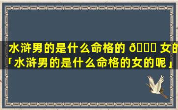 水浒男的是什么命格的 🍁 女的「水浒男的是什么命格的女的呢」